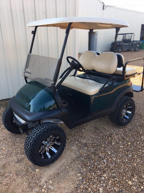 Lifted Green Golf Cart with Flip Seat